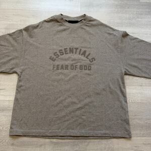 Fear of God Essentials Heavy Crewneck Shirt Mens M Gray Long Sleeve Tee